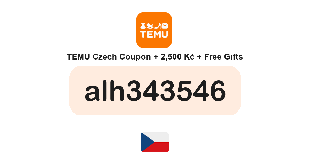 Temu Czech Republic coupon code — 2,500 Kč bundle and free gifts
