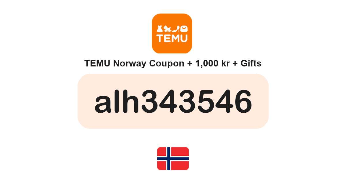 Temu Norway coupon code — 1,000 kr bundle and free gifts