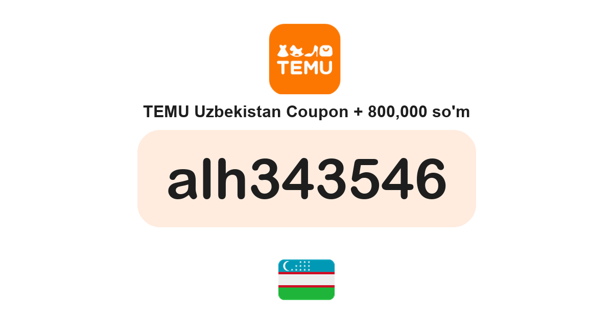 Temu Uzbekistan coupon code — UZS630,000 bundle and free gifts